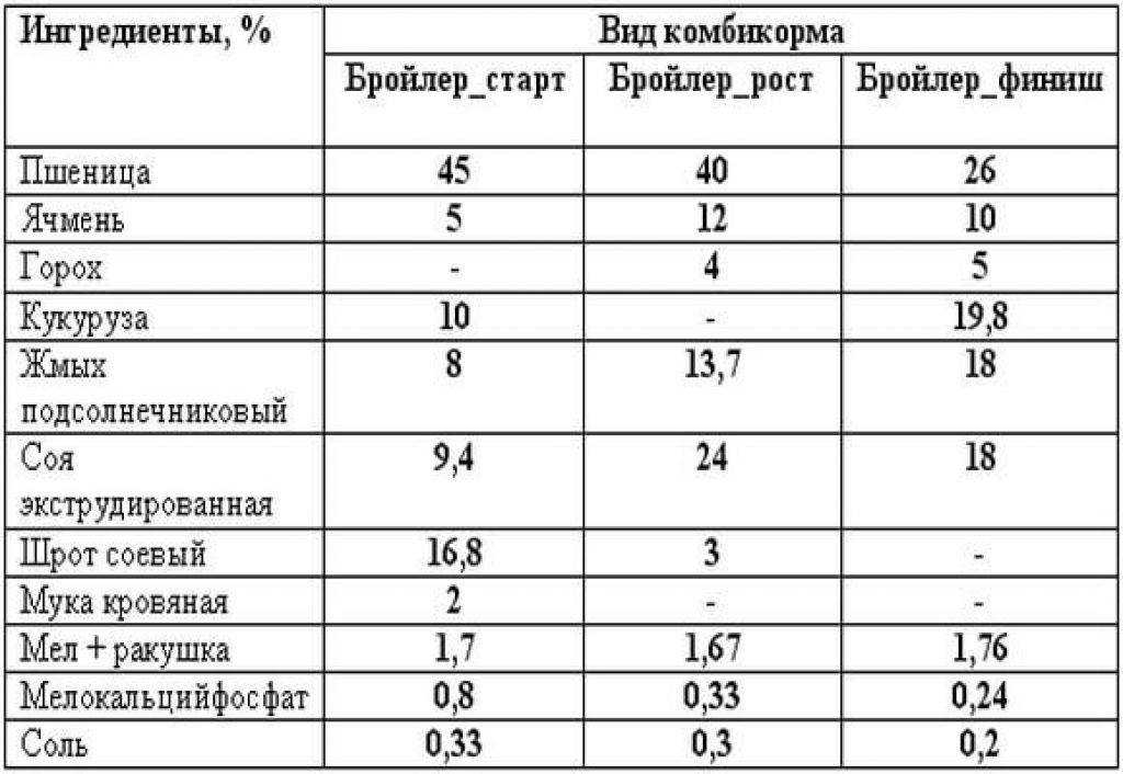 Кормление бройлеров в домашних условиях: таблица, рецепты