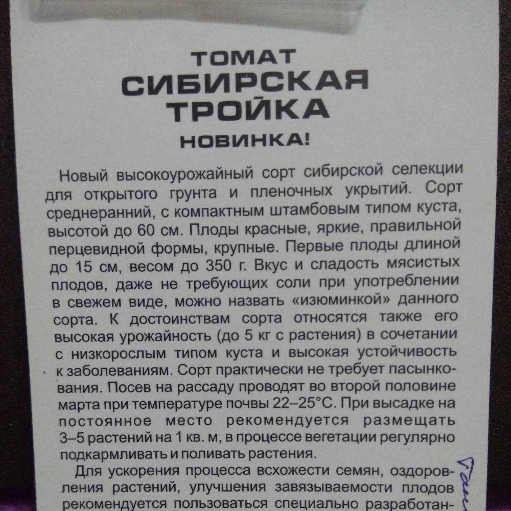 Как вырастить томат сибирская тройка