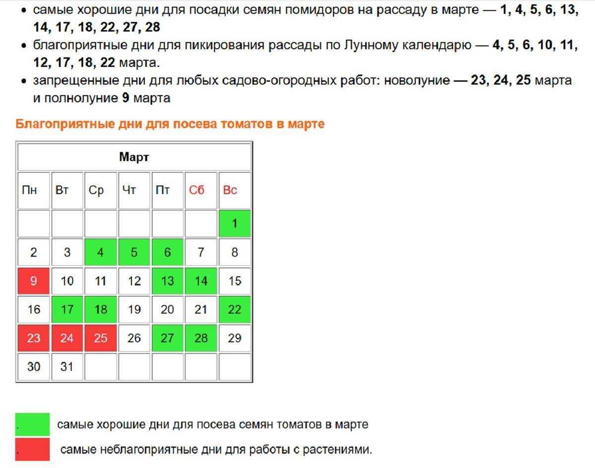 Благоприятные дни для посадки помидоров в 2022 году