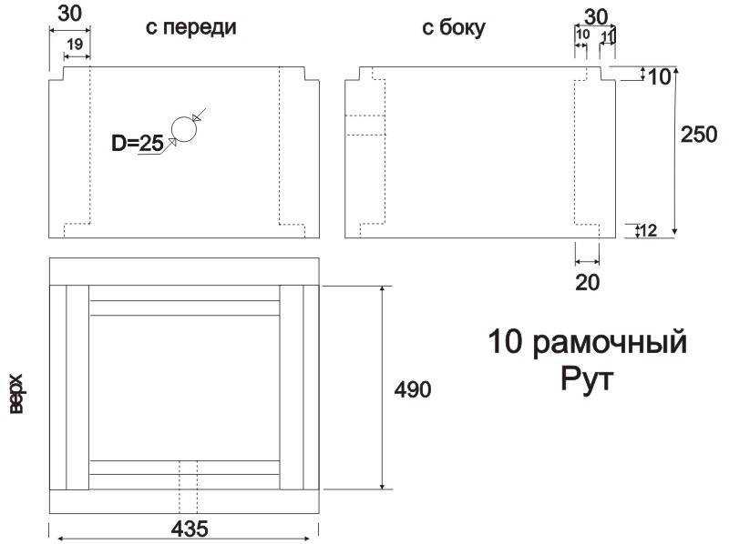 Об улье Дадан 12-ти рамочном: размеры, чертеж со съемным дном своими руками
