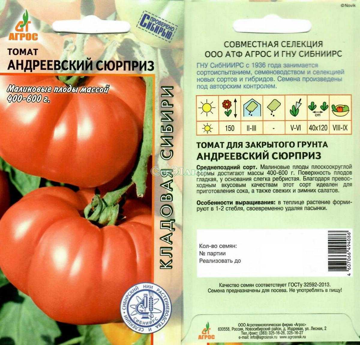 Томат андреевский сюрприз: описание сорта, фото, посадка и уход