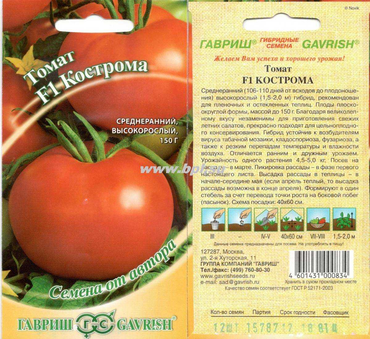 Кострома: описание сорта томата, характеристики помидоров, посев
