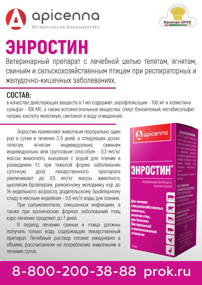 Энронит — инструкция по применению для животных в ветеринарии